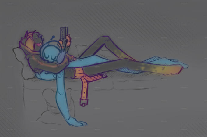 Oc interaction doodle — Close platonic besties doodle of my oc Beanie and Tate&#39;s oc Reverb