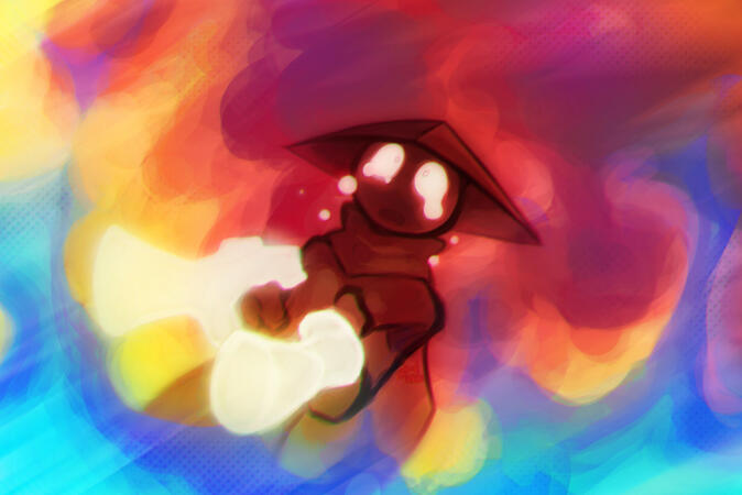 Rendered art - Experimenting fire with Tate's oc Mizu and his lore